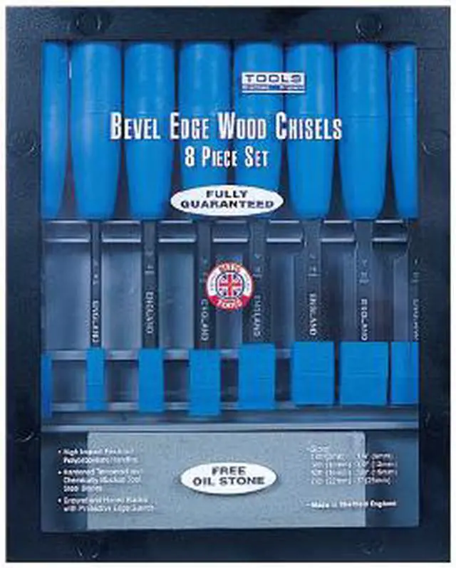 Main image of Timberline Betts Tools, 3370 8010, Bevel Edge Wood Chisels, 8 Piece set, In Display Case, Free Oil Stone