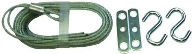 Main image of Tuff Stuff, 60600, Garage Door Steel Aircraft Cable 1/8" Dia. X 12' Long With 2 S Hooks & Plates