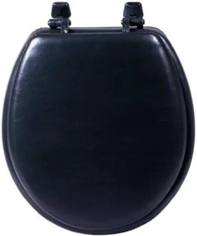 Main image of Sanderson Plumbing, 3000WB-BLK, Black Padded Toilet Seat, Heavy Duty Leather Grained Vinyl