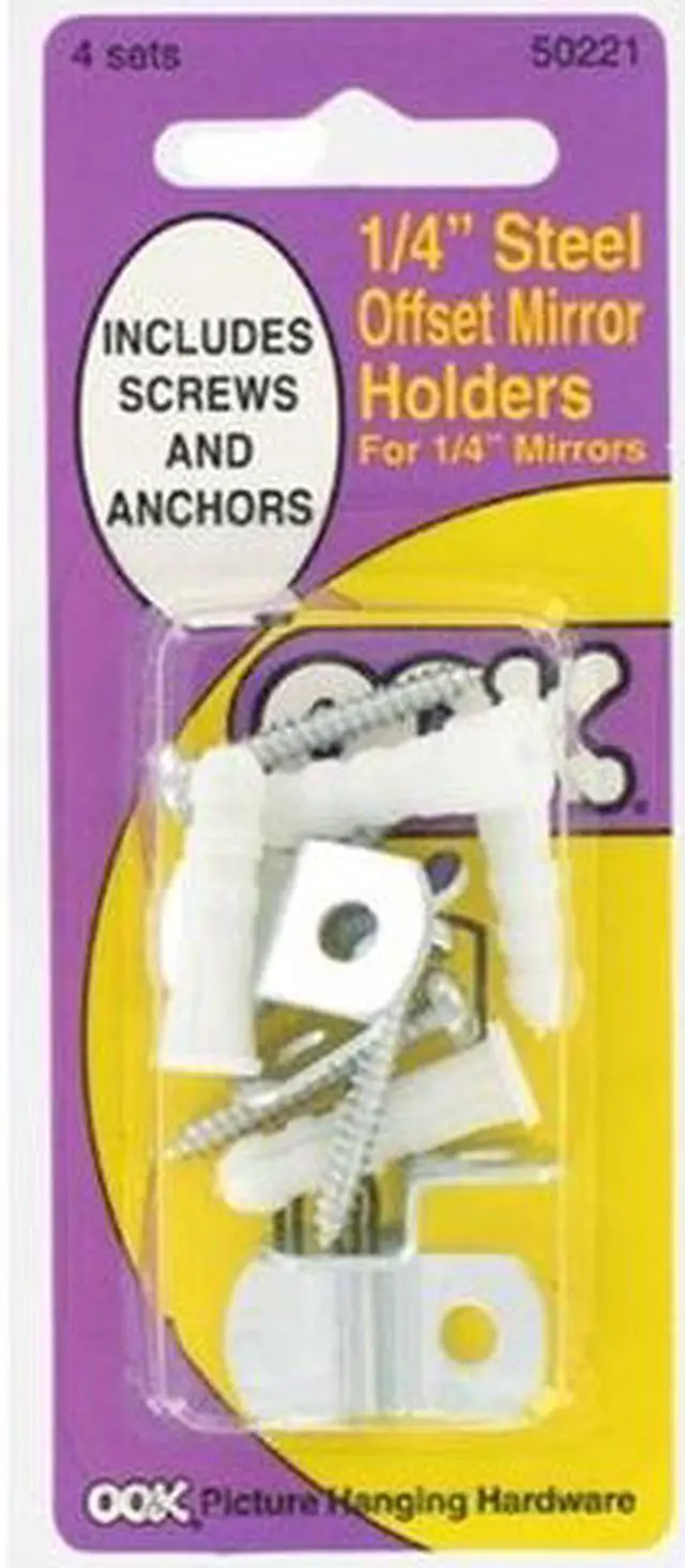 Alt view image 2 of 2 - OOK Impex Systems, 50221, 12 x 4 Pack (total of 48 pieces), 1/4", Metal Mirror Holders With Screws & Anchors