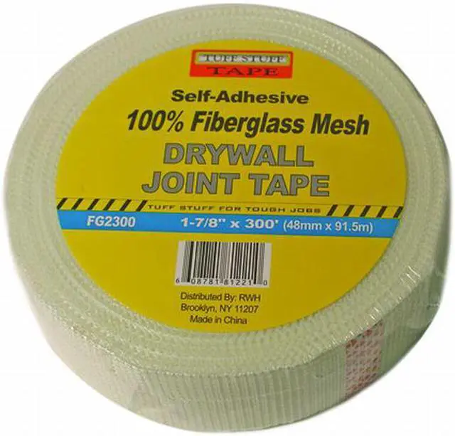 Main image of Tuff Stuff, FG2300, 1-7/8" x 300', White, Self Adhesive, Fiberglass, Mesh Drywall Joint Tape
