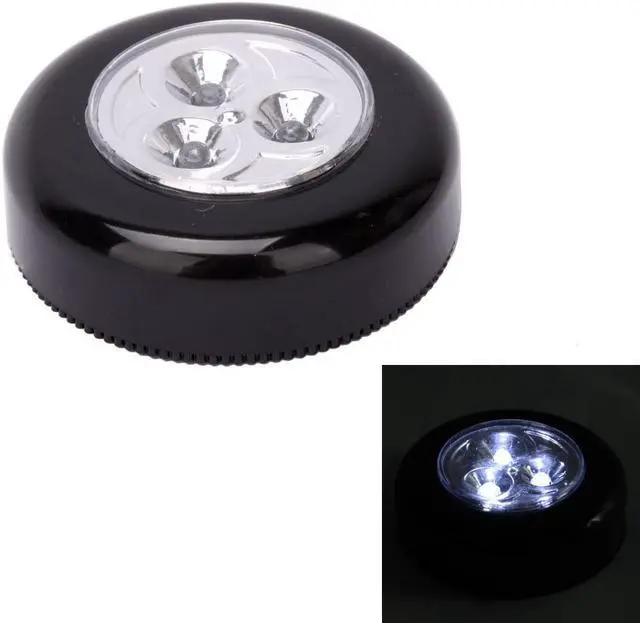 Alt view image 2 of 2 - Bright Way, 879LED, 2 Pack 3 LED Bulbs, Black, Touch Tap Light, Round Battery Operated