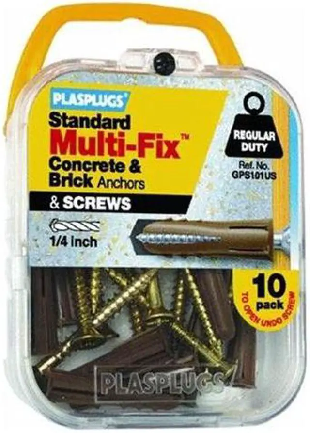 Main image of PLASPLUGS, GPS101US, 10 Pack, Multi-Fix General Purpose Anchor With Screws