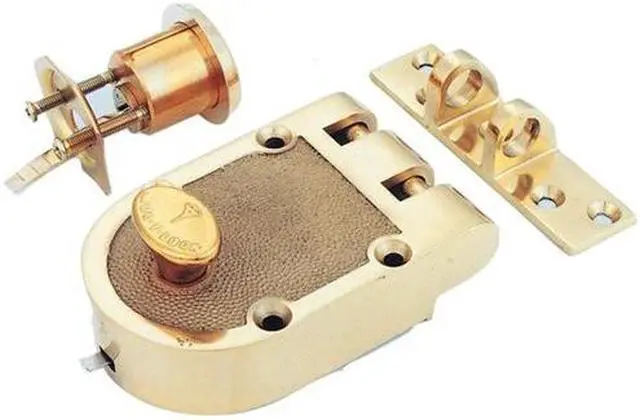 Main image of Mul-t-lock, JPSTD1-05, Brass, Single Cylinder Jimmy Proof Deadlock with Rim Cylinder, HIGH SECURITY, 006 KEYWAY