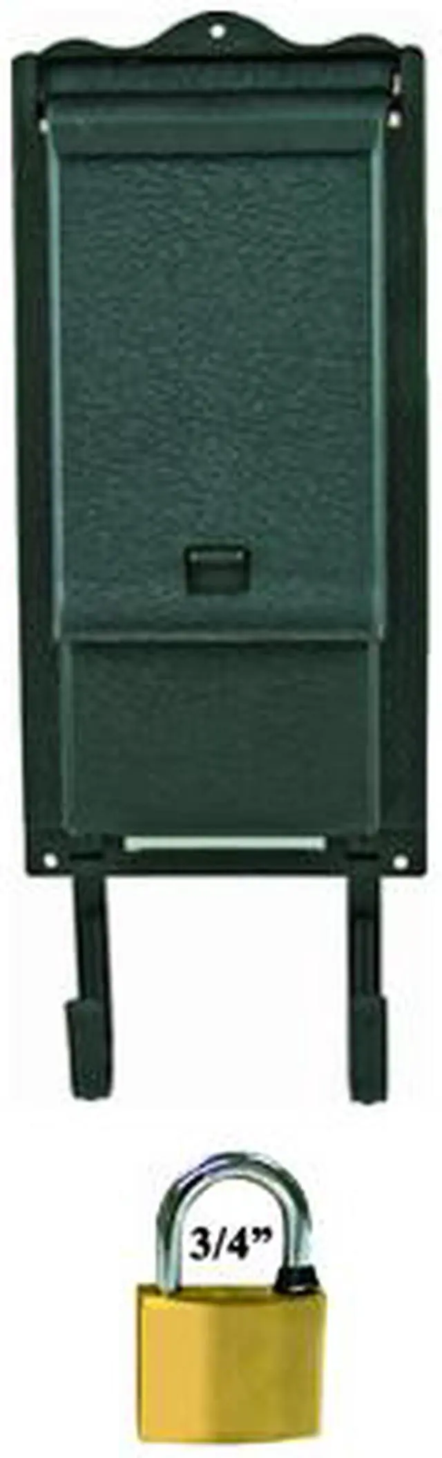 Alt view image 2 of 5 - Ultra Hardware, 10215, Wall Mounted Heavy Gauge Black Plastic Vertical Mailbox Mail Box Body Town and Country Style With Solid Brass Padlock
