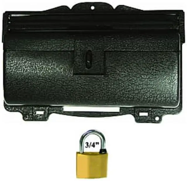 Alt view image 3 of 4 - Ultra Hardware, 10225, Wall Mounted Heavy Gauge Black Plastic Horizontal Mailbox Mail Box Body Ranch Style With Solid Brass Padlock