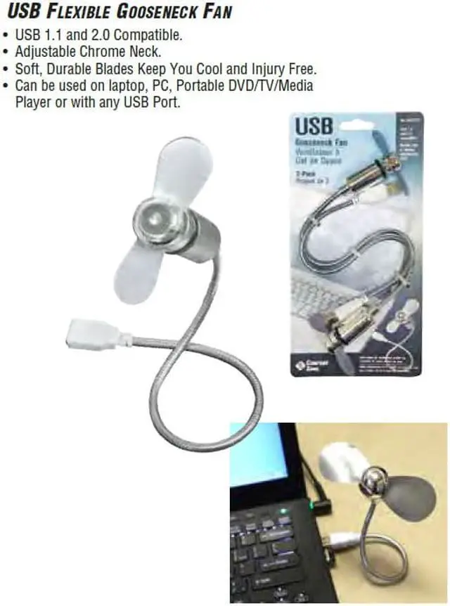 Alt view image 4 of 5 - Comfort zone, GN1, USB Flexible Gooseneck Fan For Laptop Desktop, PC Etc.