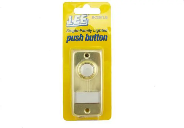 Main image of Lee Electric, BC267LG, Gold, Wired Single Lighted Push Button With Name Plate, 2-7/8" X 1-3/8" For Bell