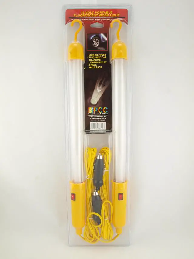 Alt view image 2 of 2 - Power Cords & Cables PCC, PCC-48715, 2 Pack, 8 Watt 12 Volt DC, 15' Cord, Portable Fluorescent Work Light, Automotive Car Task Light