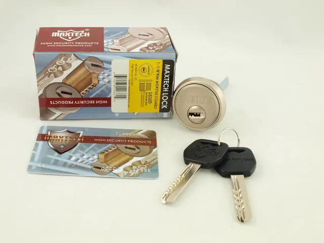 Main image of Maxtech Lock (Like Mul-T-Lock), Solid Rim/Mortise 1-1/8" Cylinder Combo (Interchangeable) Satin Nickel US32D Finish, HIGH SECURITY, 006 KEYWAY