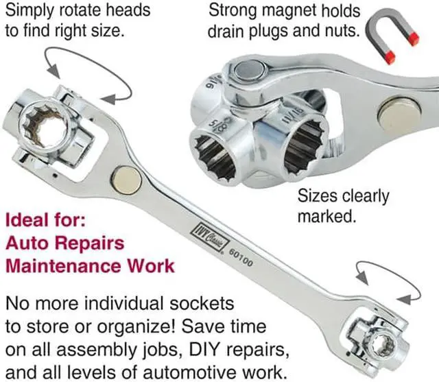 Alt view image 3 of 3 - Ivy Classic, 60100, 10" Long, 16 in 1 Socket Wrench, Most Popular SAE & Metric