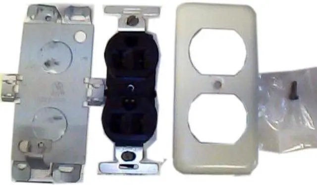 Main image of Bowers, B-34243-G, Ivory Metal, Grounded Duplex Receptacle, Outlet Kit, For B300 Or B400 Raceway