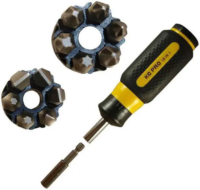 Alt view image 3 of 3 - KC PROFESSIONAL Contractor Quality 15-in-1 Ratcheting Screwdriver, Tri Angle Soft Grip Handle