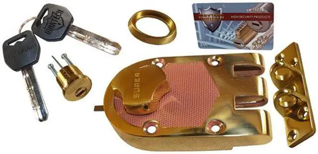 Main image of Super Lock (Like MUL-T-LOCK) Solid Jimmy Proof Deadlock Deadbolt Single Cylinder Lock Set with High Security Rim Cylinder with Comfortable Triangular thumb turn, HIGH SECURITY 006 KEYWAY