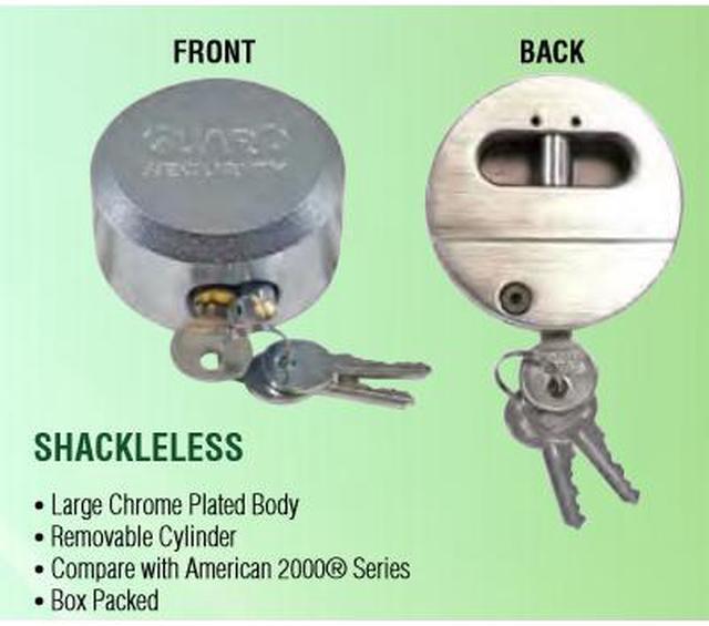 Alt view image 6 of 6 - Guard Security 2010 (American Lock A2000 Like) 2-7/8" Shackleless Steel Padlock Lock Hockey Puck Style