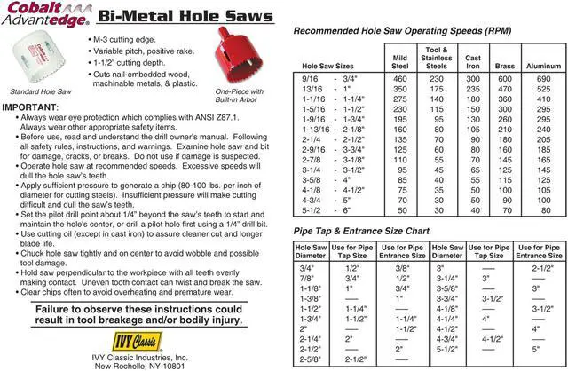 Alt view image 2 of 2 - Ivy Classic 27056 3-1/2" 1 Pc. Bi-Metal Hole Saw