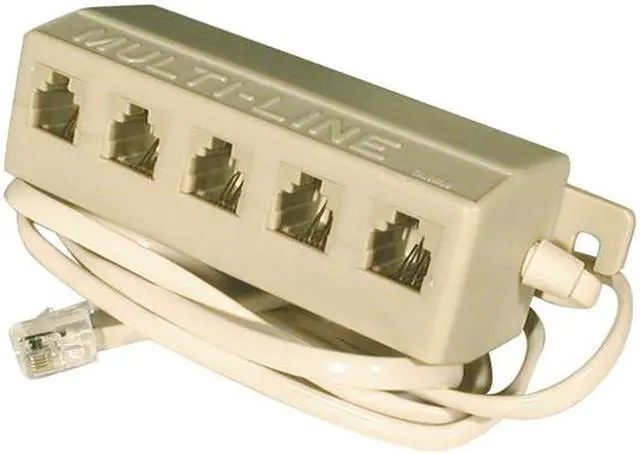 Main image of CONECT IT, 20-555WH, White, 5 Outlet Modular Jack Adapter Phone Jack Strip