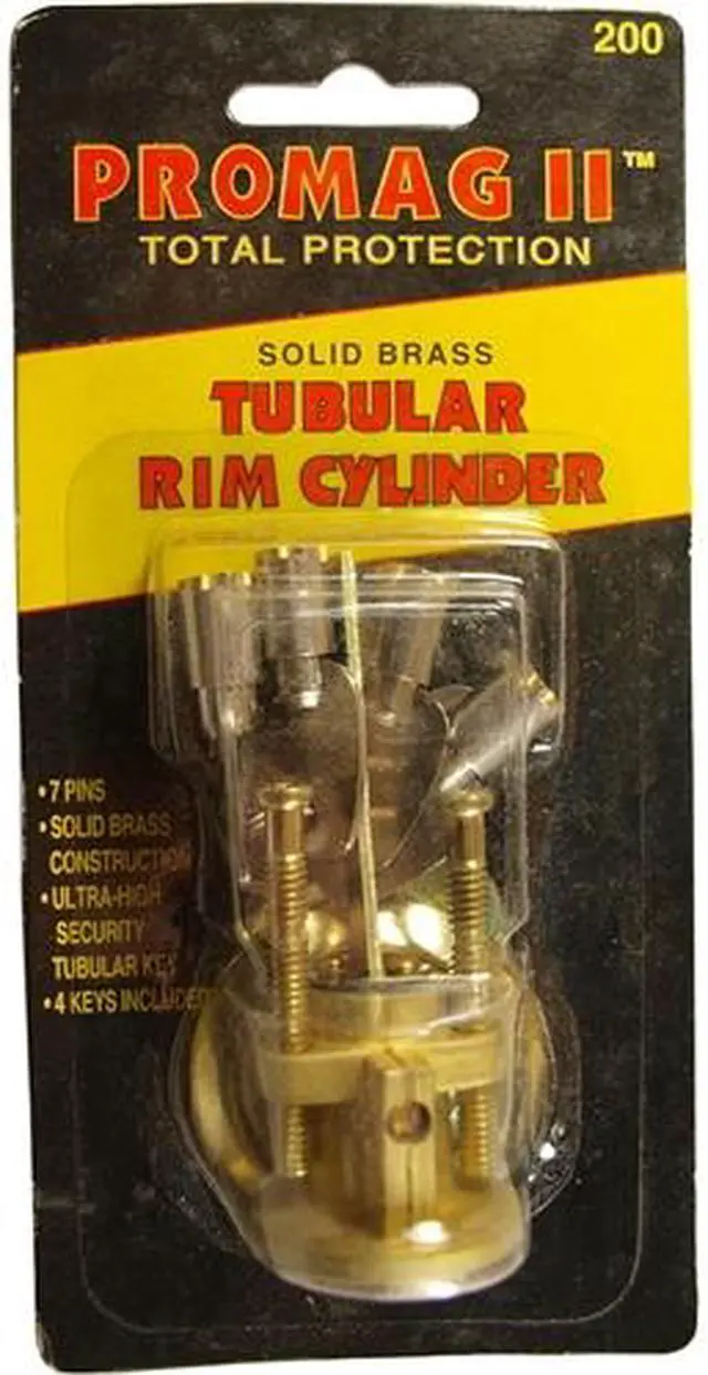 Alt view image 2 of 2 - Promag II, 200, Brass Solid Tubular Rim Cylinder With 4 Tubular Keys
