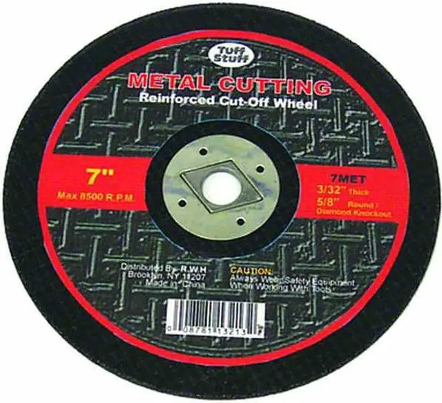 Main image of Tuff Stuff, 7MET, 7" X 3/32" X 5/8" Diamond Arbor Metal Grinding Cutting Blade Wheel