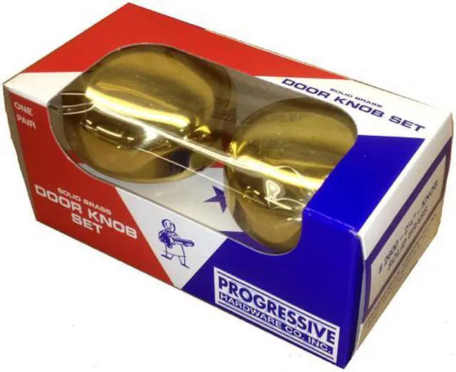 Main image of Progressive, 2600, Polished Brass US3, 2-1/4" Solid Brass Door Knob Set With Spindle For Marks Surface Mount Mortise Lockset & More