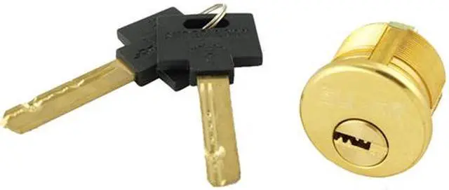 Alt view image 5 of 5 - Super Lock (Like MUL-T-LOCK), Solid Replacement 1" Mortise Cylinder Lock, Polished Brass US3, HIGH SECURITY, 006 KEYWAY