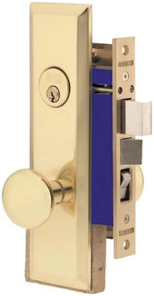 Main image of Marks Metro 114A/3-X Brass Left Hand Mortise Entry, Thru Bolted Lockset with 1-1/4" x 8" Wide Face Plate Lock Set