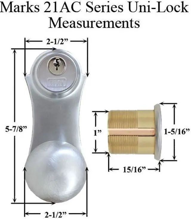 Alt view image 4 of 4 - Marks 21AC/26D-W-LHR Satin Chrome Left Hand Reverse (Out-Swinging Door) Hand Ornamental Unilock Knob/Plate Mortise Entry Lockset Iron Gate Door Double Cylinder Lock Set