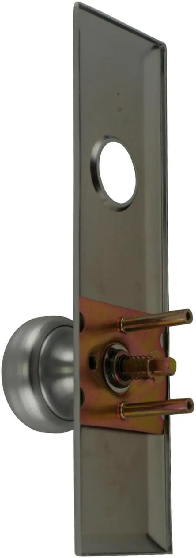 Main image of Maxtech, 3021SC, Satin Chrome 26D, Escutcheon Plate 2-3/4" X 10" With Solid Brass Door Knob And Cylinder Hole, For Marks Mortise Lock