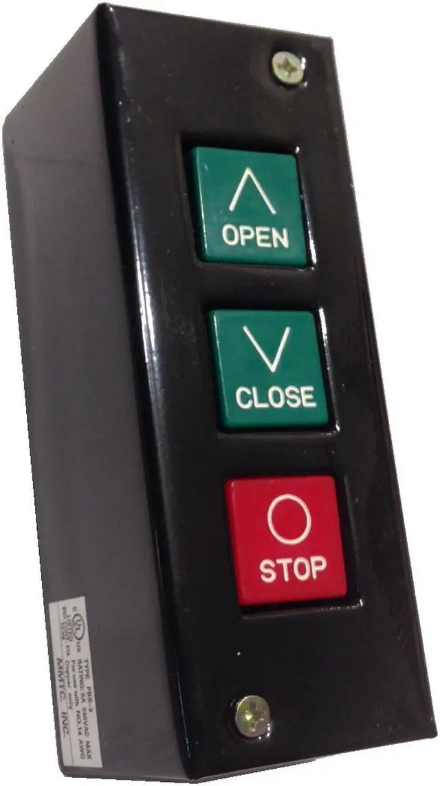 Alt view image 2 of 2 - Mmtc, PBS-3, Nema 1 Three Push Button Switch Interior Surface Mount Control Station "OPEN - CLOSE - STOP"