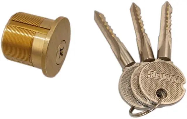 Alt view image 2 of 3 - Ultima (Like Wilson 6180 Top Security) Satin Brass US4 18 Pins For Extra Security Rim/Mortise 1-1/8" Lock Cylinder Combo (Interchangeable), HIGH SECURITY, 3 Dimensional Cross Section Keyway