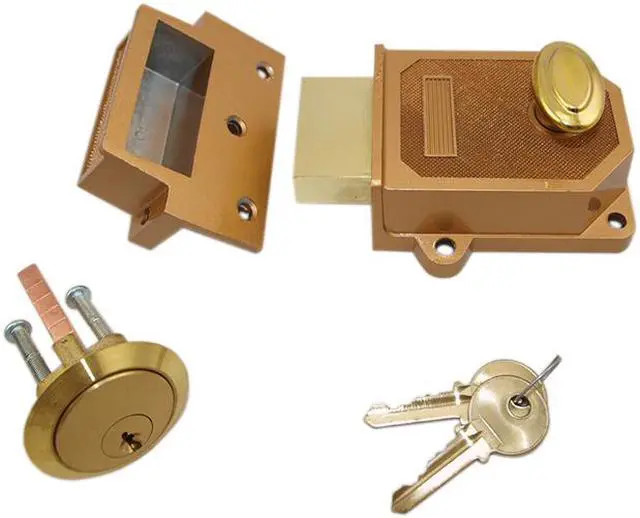 Alt view image 2 of 2 - Wilson 6274 Massive Surface Bolt Rim Deadlock Jumbo Solid Brass Single Cylinder With Square Deadbolt