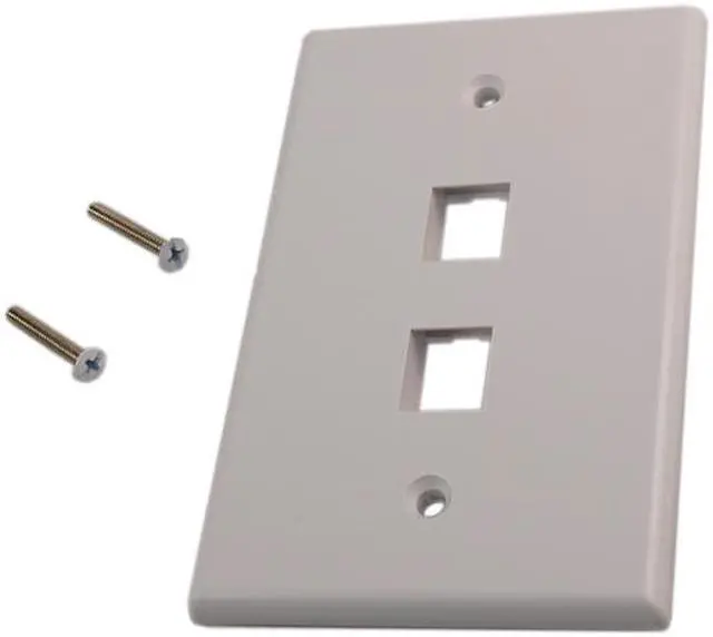 Alt view image 2 of 2 - Quest NFP-5028 White 2 Port Keystone Double Gang Oversized Keystone Wall Plate For CAT5E RJ45 Inline Coupler 4.875" x 4.75" x 0.25"
