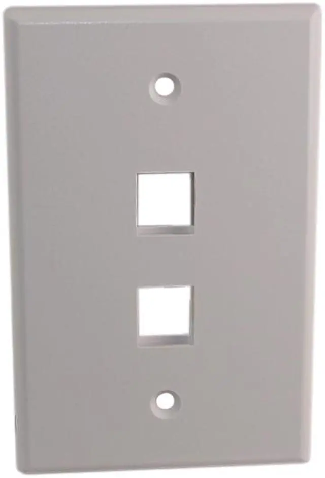 Main image of Quest NFP-5028 White 2 Port Keystone Double Gang Oversized Keystone Wall Plate For CAT5E RJ45 Inline Coupler 4.875" x 4.75" x 0.25"