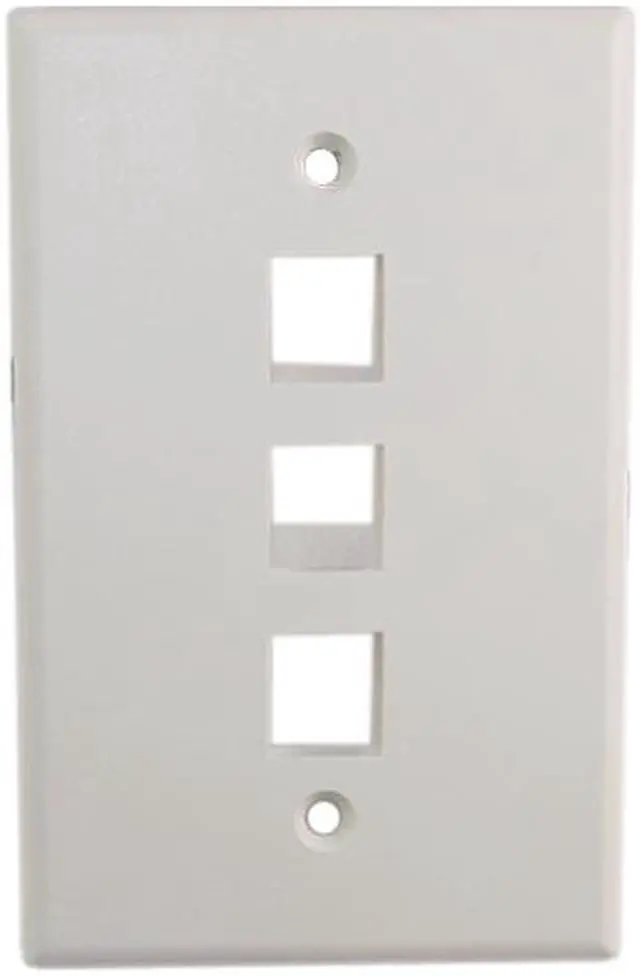 Main image of Quest NFP-5038 White 3 Port Keystone Triple Gang Oversized Keystone Wall Plate For CAT5E RJ45 Inline Coupler 4.875" x 4.75" x 0.25"