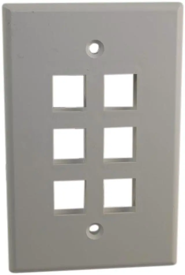 Main image of Quest NFP-5068 White 6 Port Keystone Hex Gang Oversized Keystone Wall Plate For CAT5E RJ45 Inline Coupler 4.875" x 4.75" x 0.25"