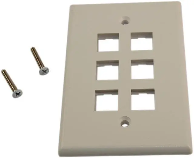 Alt view image 2 of 2 - Quest NFP-5068 White 6 Port Keystone Hex Gang Oversized Keystone Wall Plate For CAT5E RJ45 Inline Coupler 4.875" x 4.75" x 0.25"