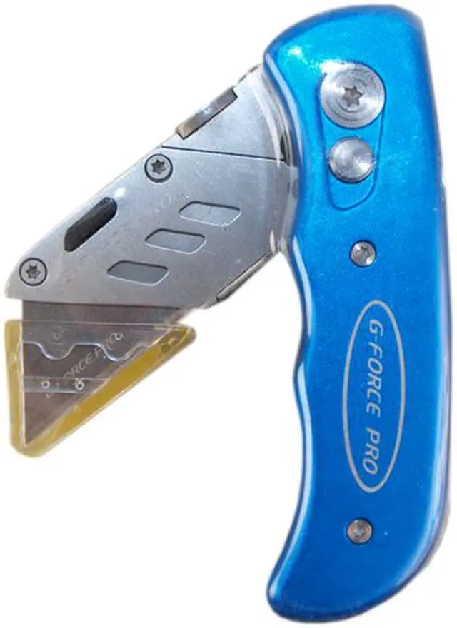 Alt view image 3 of 7 - G-Force 24214 Classic Folding Utility Knife With Belt Clip Push Button And Carrying Case (1 Assorted Color Per Order)