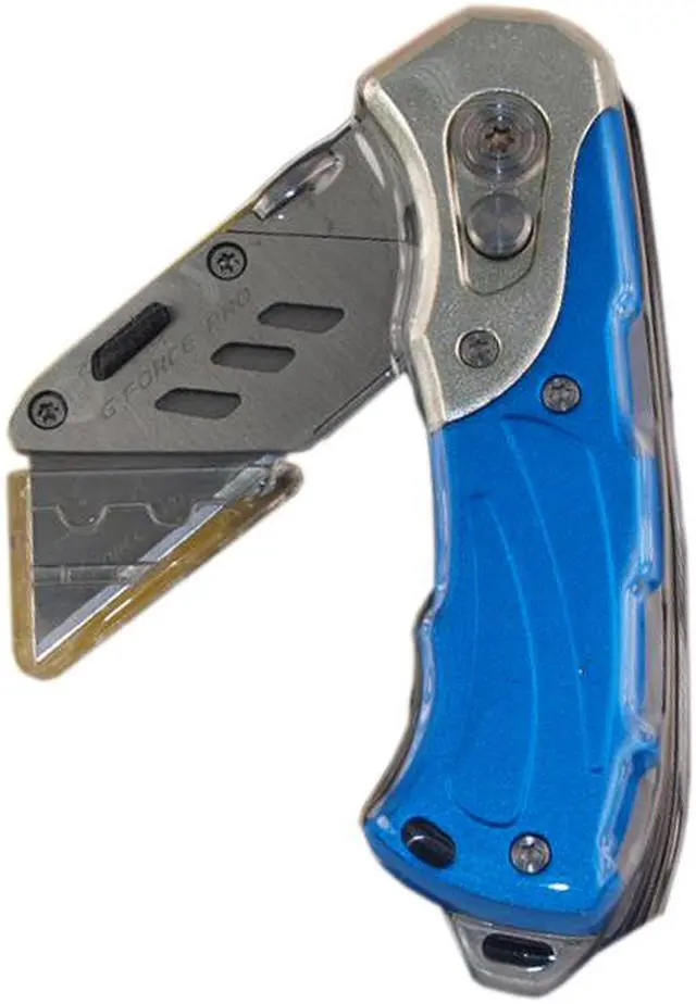 Main image of G-Force 24224 Vanguard Folding Utility Knife With Belt Clip Push Button And Carrying Case (1 Assorted Color Per Order)
