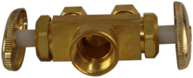 Alt view image 3 of 3 - Wal Rich 4220702 1/2"IPS x 3/8"OD x 3/8"OD IPS Thread & Compression Dual Shut Off Valve Stop Lead Free