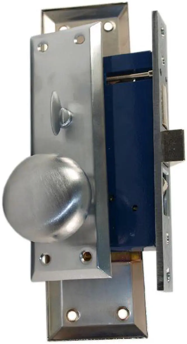 Alt view image 3 of 6 - Em-D-Kay (Like Marks 91A/26D) 510026AR Satin Chrome 26D Right Hand Heavy Duty Mortise Entry Lockset, Surface Mounted Screw-on Knobs Lock Set