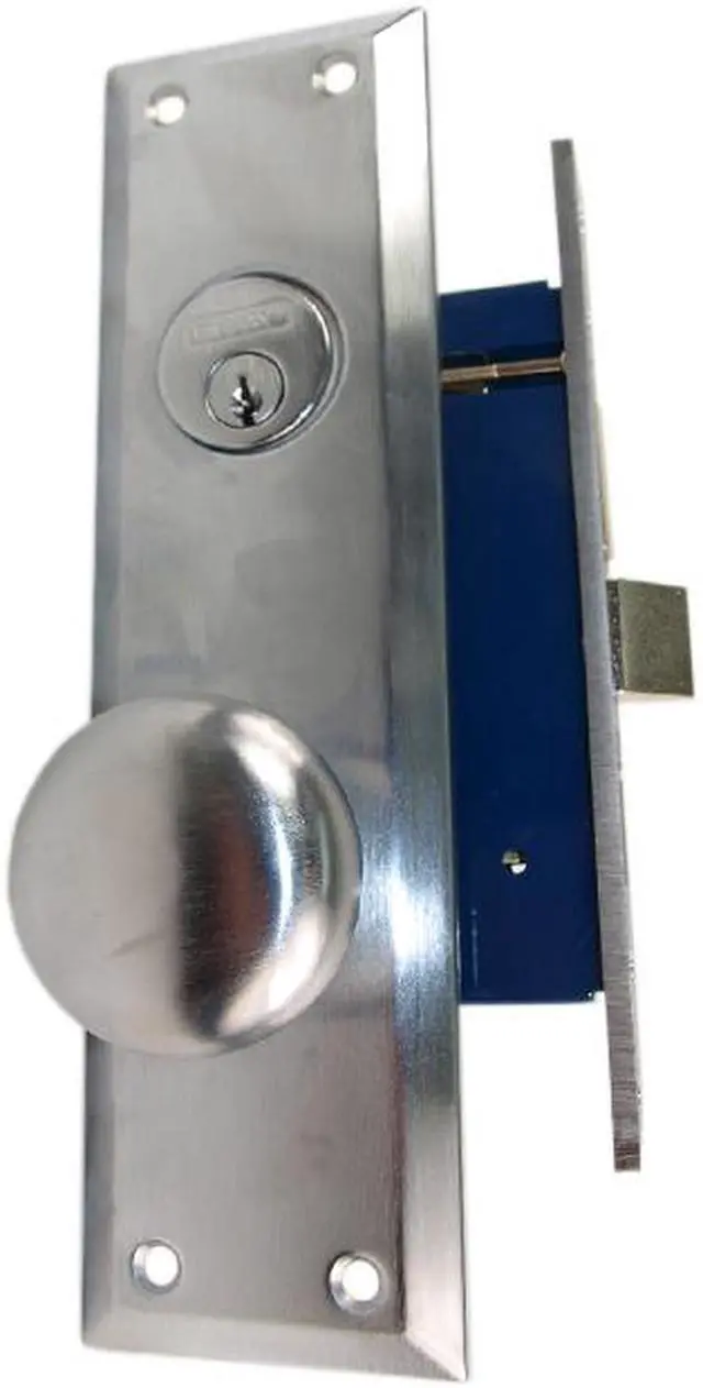 Main image of Em-D-Kay (Like Marks 91A/26D) 510026AL Satin Chrome 26D Left Hand Heavy Duty Mortise Entry Lockset, Surface Mounted Screw-on Knobs Lock Set