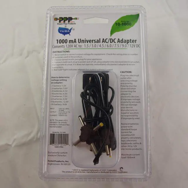 Alt view image 2 of 2 - PPP 10-1000 Black 1000mA Universal AC/DC Adapter