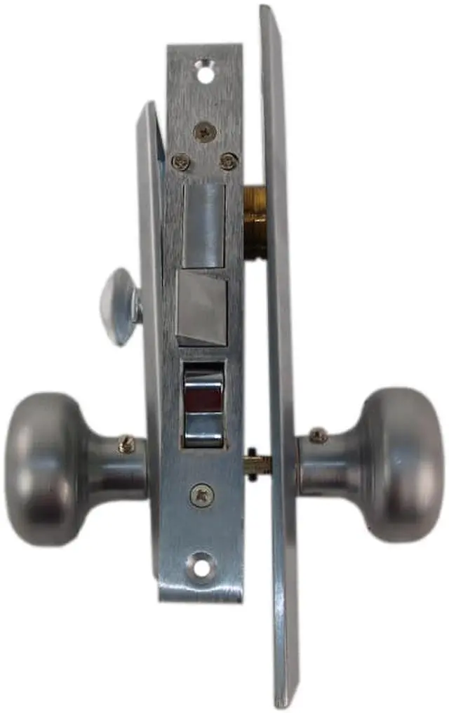 Alt view image 2 of 5 - Ultra (Like Marks 91A/26D) 96935SMR Satin Chrome 26D Right Hand Heavy Duty Mortise Entry Lockset, Surface Mounted Screw-on Knobs Lock Set