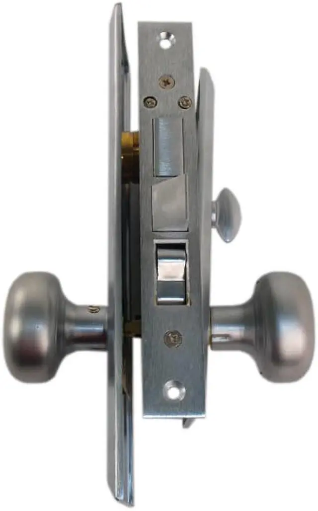 Alt view image 2 of 5 - Ultra (Like Marks 91A/26D) 96935SML Satin Chrome 26D Left Hand Heavy Duty Mortise Entry Lockset, Surface Mounted Screw-on Knobs Lock Set