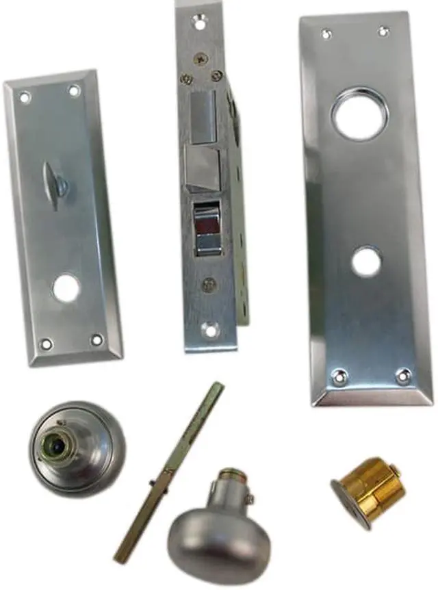Alt view image 5 of 5 - Ultra (Like Marks 91A/26D) 96935SMR Satin Chrome 26D Right Hand Heavy Duty Mortise Entry Lockset, Surface Mounted Screw-on Knobs Lock Set