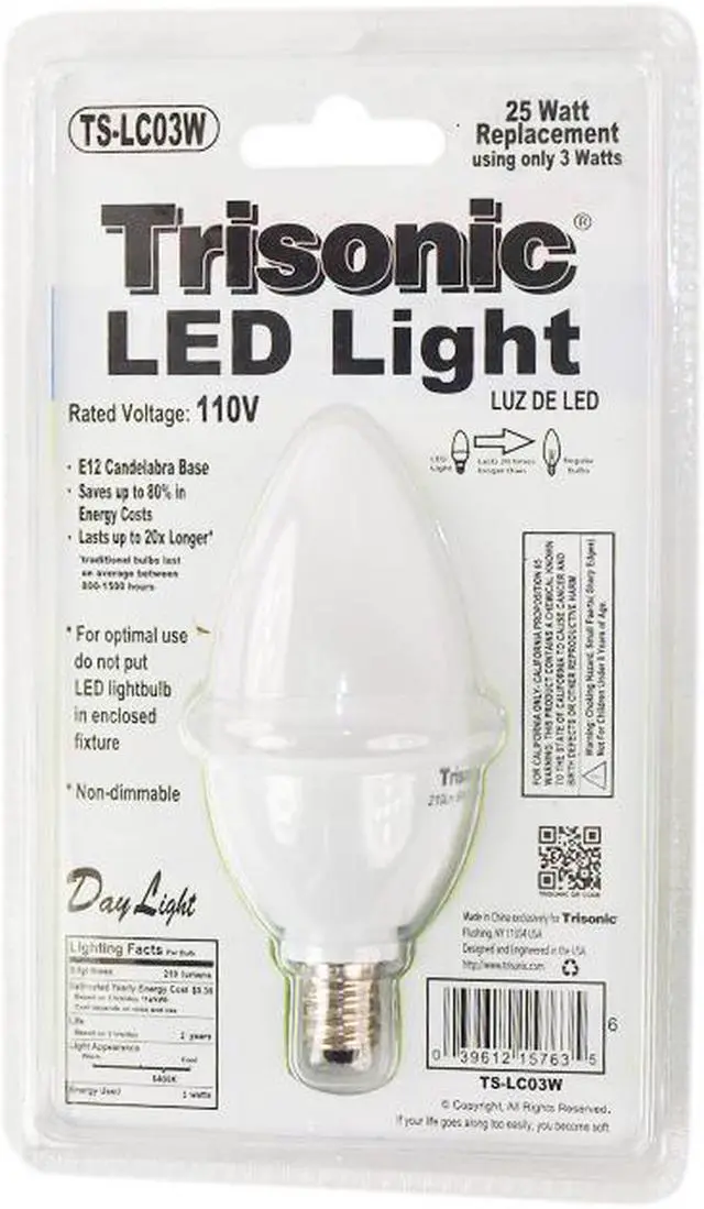 Alt view image 3 of 3 - Trisonic TS-LC03W Frosted LED Light Day Light 25 Watt Replacement Bulb Using Only 3 Watts