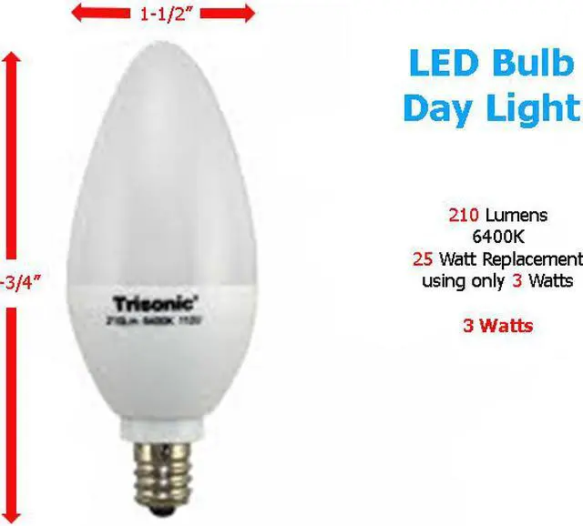 Alt view image 2 of 3 - Trisonic TS-LC03W Frosted LED Light Day Light 25 Watt Replacement Bulb Using Only 3 Watts