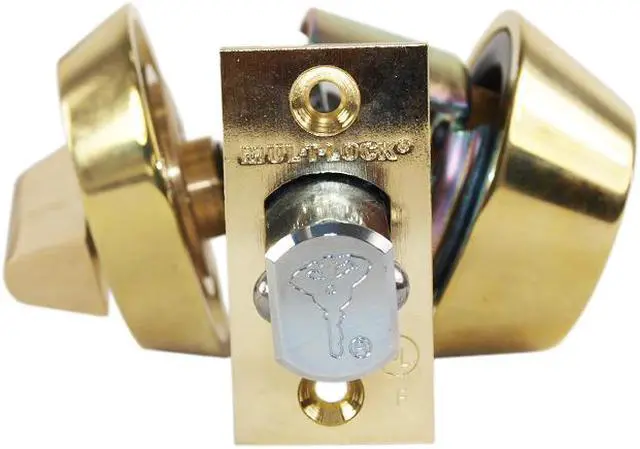 Alt view image 2 of 3 - Mul-t-lock HD1-05 Brass, Hercular Single Cylinder Deadbolt with Thumb Turn, HIGH SECURITY, 006 KEYWAY