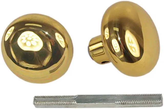 Alt view image 2 of 3 - Wilson 6043 Polished Brass Finish 2-1/4" Solid Door Knob Set With Spindle For Marks Surface Mount Mortise Lockset & More