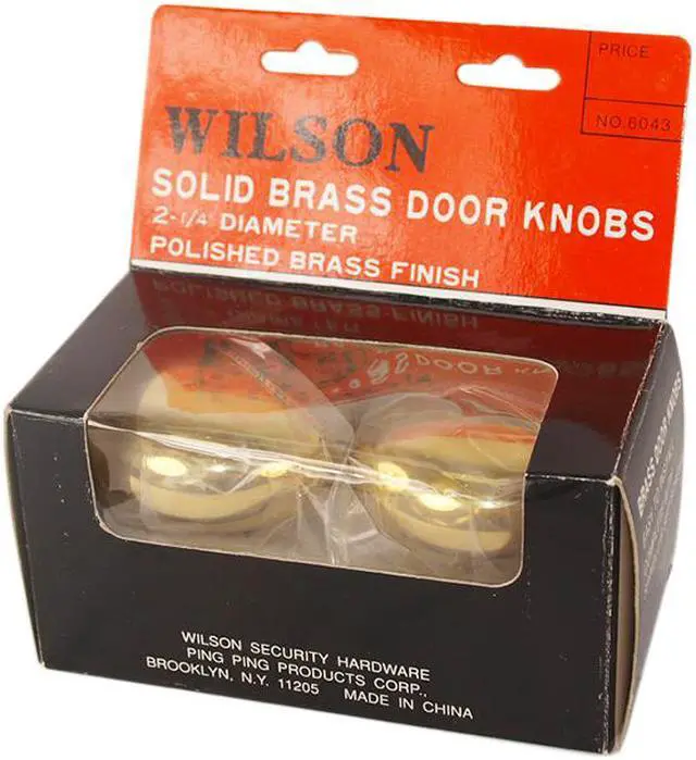 Alt view image 3 of 3 - Wilson 6043 Polished Brass Finish 2-1/4" Solid Door Knob Set With Spindle For Marks Surface Mount Mortise Lockset & More